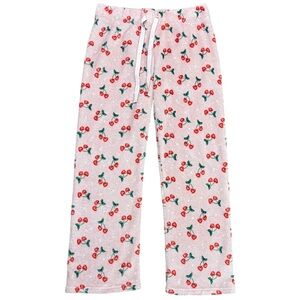 Daydream by Berkshire Home Cherry Heart Print Fuzzy Pink Pajama Pants